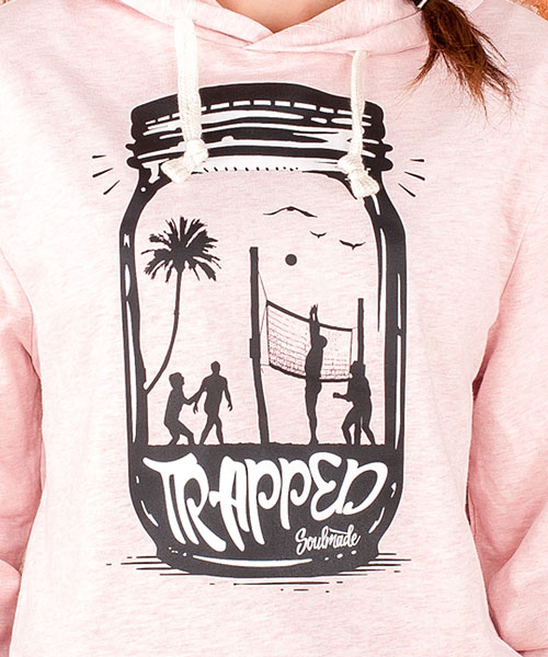 Hoodie "Trapped", Uni, Cream Heather Pink
